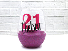 Load image into Gallery viewer, Custom Glitter Wine Glass