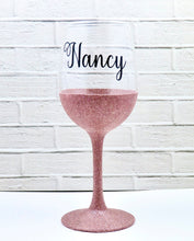 Load image into Gallery viewer, Custom Glitter Wine Glass