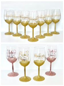 Bridal Glitter Wine Glasses