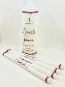 Personalised Foil Christening Candles Set
