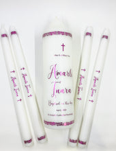 Load image into Gallery viewer, Personalised Foil Christening Candles Set