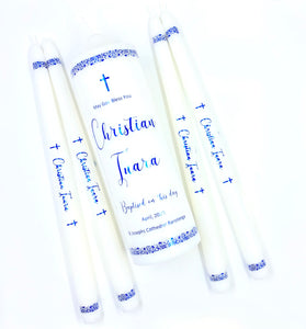 Personalised Foil Christening Candles Set