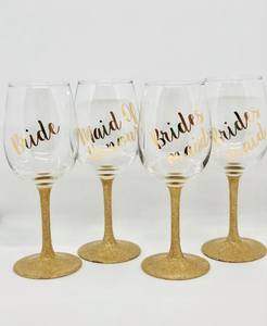 Bridal Glitter Wine Glasses